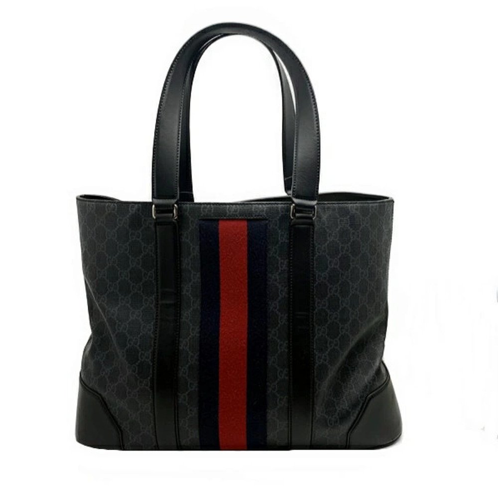 Gucci Tote bag Sherry GG Supreme Leather Black Navy Blue Red